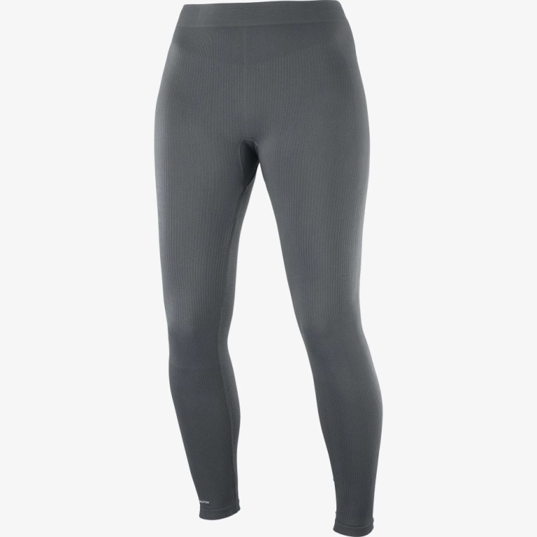 Dark Grey Salomon Essential Seamless Women's Running Tights | IE CP5920